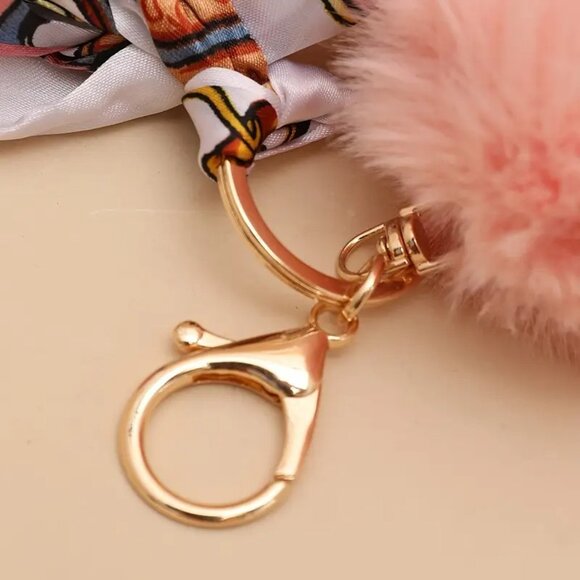 Chic Twilly Style Pink Bow Pom Pom Handbag Charm Keychain Accessory - Picture 3 of 5